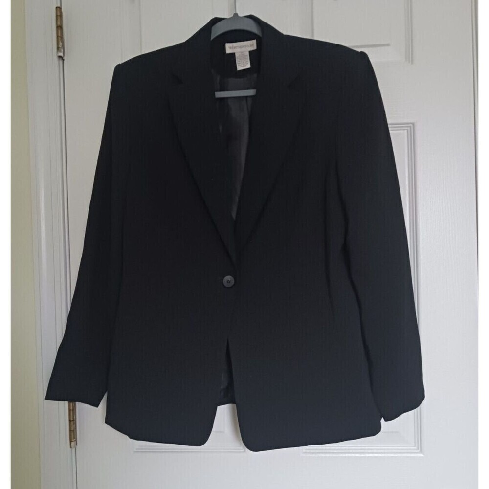 Worthington Blazer Jacket Lined Career‎ Business Button Front Black 14
